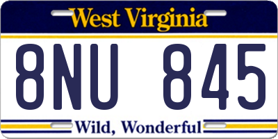 WV license plate 8NU845