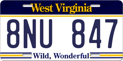 WV license plate 8NU847