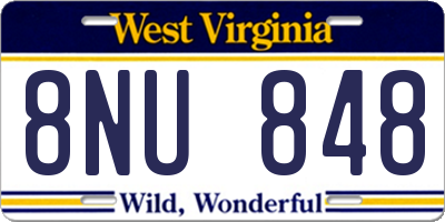 WV license plate 8NU848