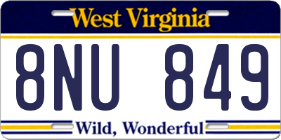 WV license plate 8NU849