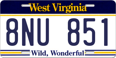 WV license plate 8NU851