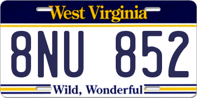 WV license plate 8NU852