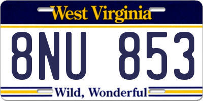 WV license plate 8NU853