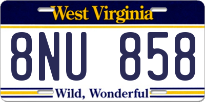 WV license plate 8NU858