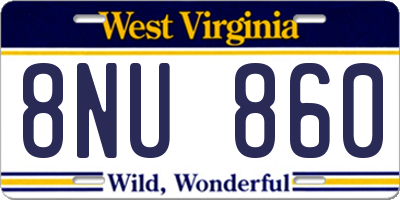 WV license plate 8NU860