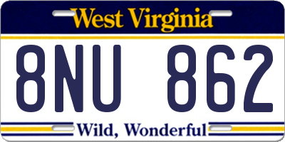 WV license plate 8NU862