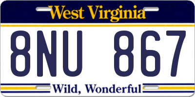 WV license plate 8NU867