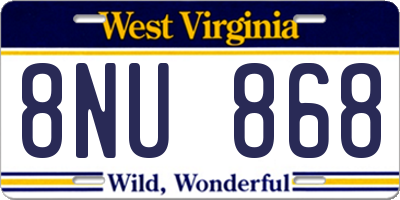 WV license plate 8NU868