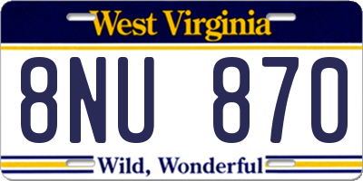 WV license plate 8NU870
