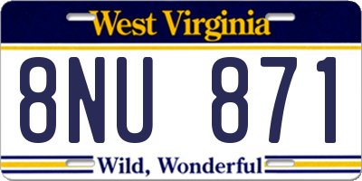 WV license plate 8NU871