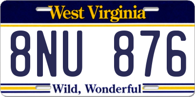 WV license plate 8NU876