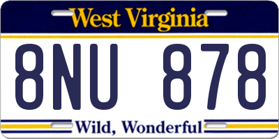 WV license plate 8NU878