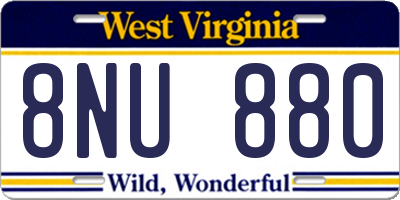 WV license plate 8NU880