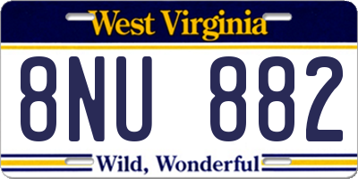 WV license plate 8NU882