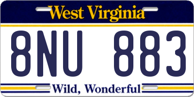 WV license plate 8NU883