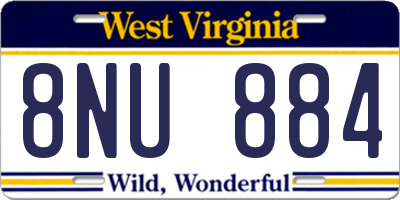 WV license plate 8NU884