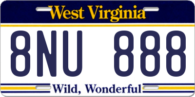 WV license plate 8NU888