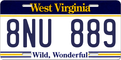 WV license plate 8NU889
