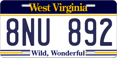 WV license plate 8NU892
