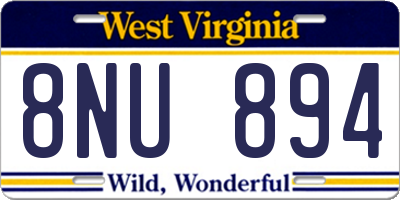 WV license plate 8NU894