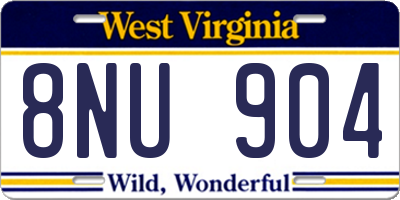 WV license plate 8NU904