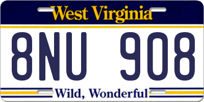 WV license plate 8NU908