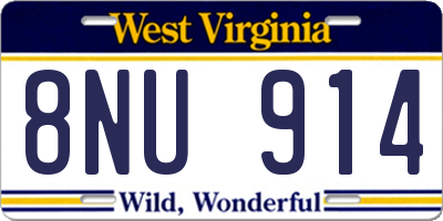 WV license plate 8NU914
