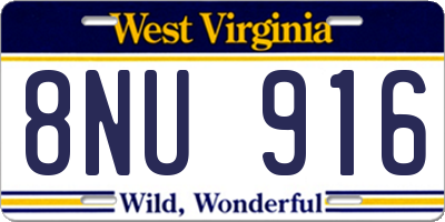 WV license plate 8NU916
