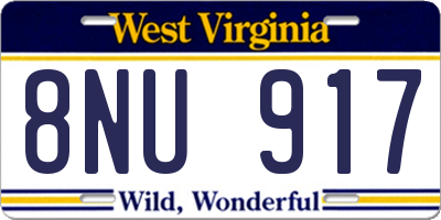 WV license plate 8NU917