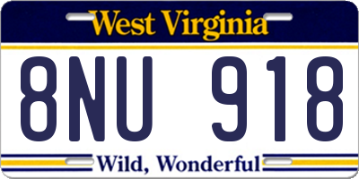 WV license plate 8NU918