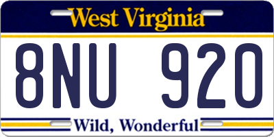 WV license plate 8NU920