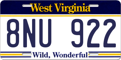 WV license plate 8NU922