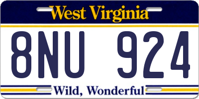 WV license plate 8NU924