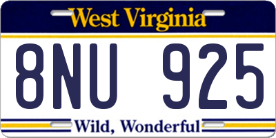 WV license plate 8NU925