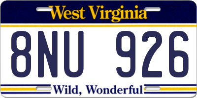 WV license plate 8NU926