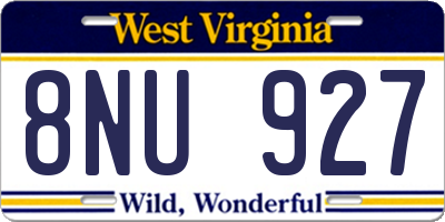 WV license plate 8NU927