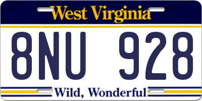 WV license plate 8NU928