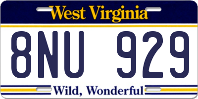 WV license plate 8NU929