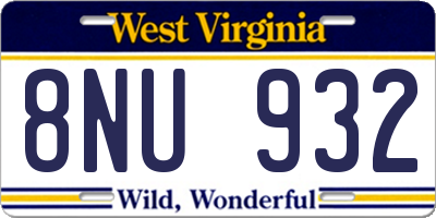 WV license plate 8NU932