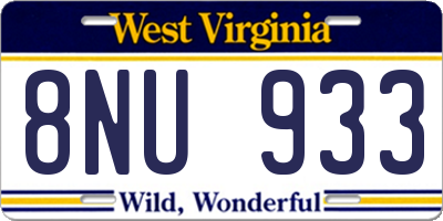 WV license plate 8NU933