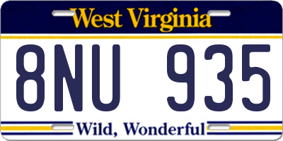 WV license plate 8NU935