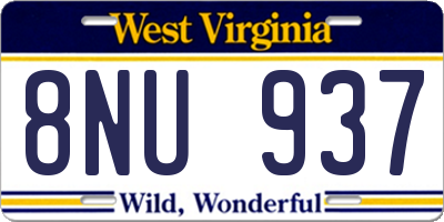 WV license plate 8NU937