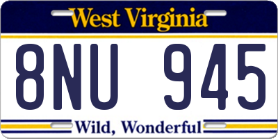 WV license plate 8NU945