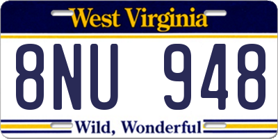 WV license plate 8NU948