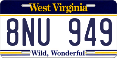 WV license plate 8NU949