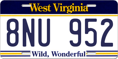 WV license plate 8NU952
