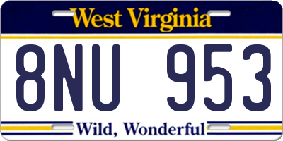WV license plate 8NU953