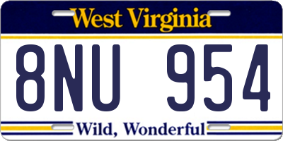 WV license plate 8NU954