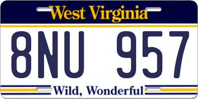 WV license plate 8NU957