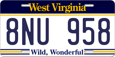 WV license plate 8NU958